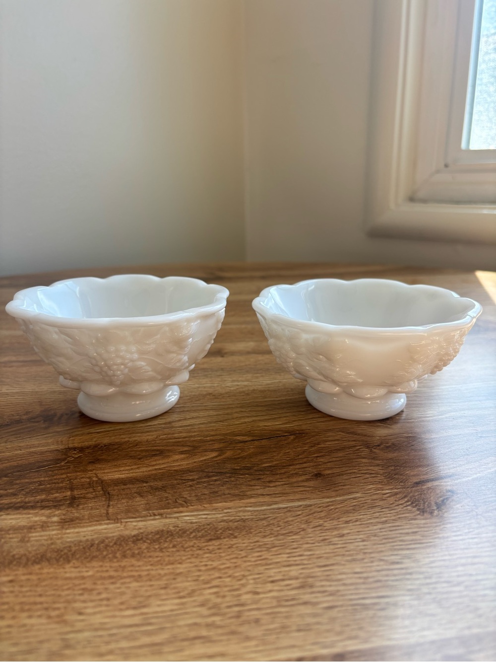 Westmoreland Milk Glass Paneled Grape Cocktail Dish Set Of Two